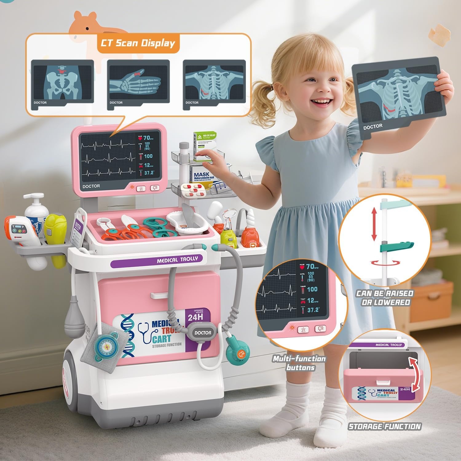 Kids Toys Doctor Set - Set Medico Deluxe per Bambini, Carrello