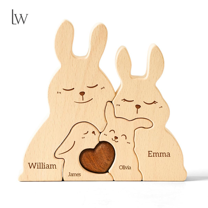 Kids Toys Names - Puzzle in Legno Famiglia di Coniglietti