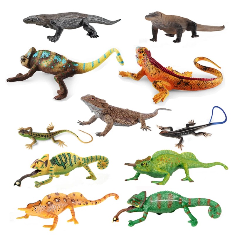 Kids Toys Reviews - Statuette di Iguana e Camaleonte, Giocattoli