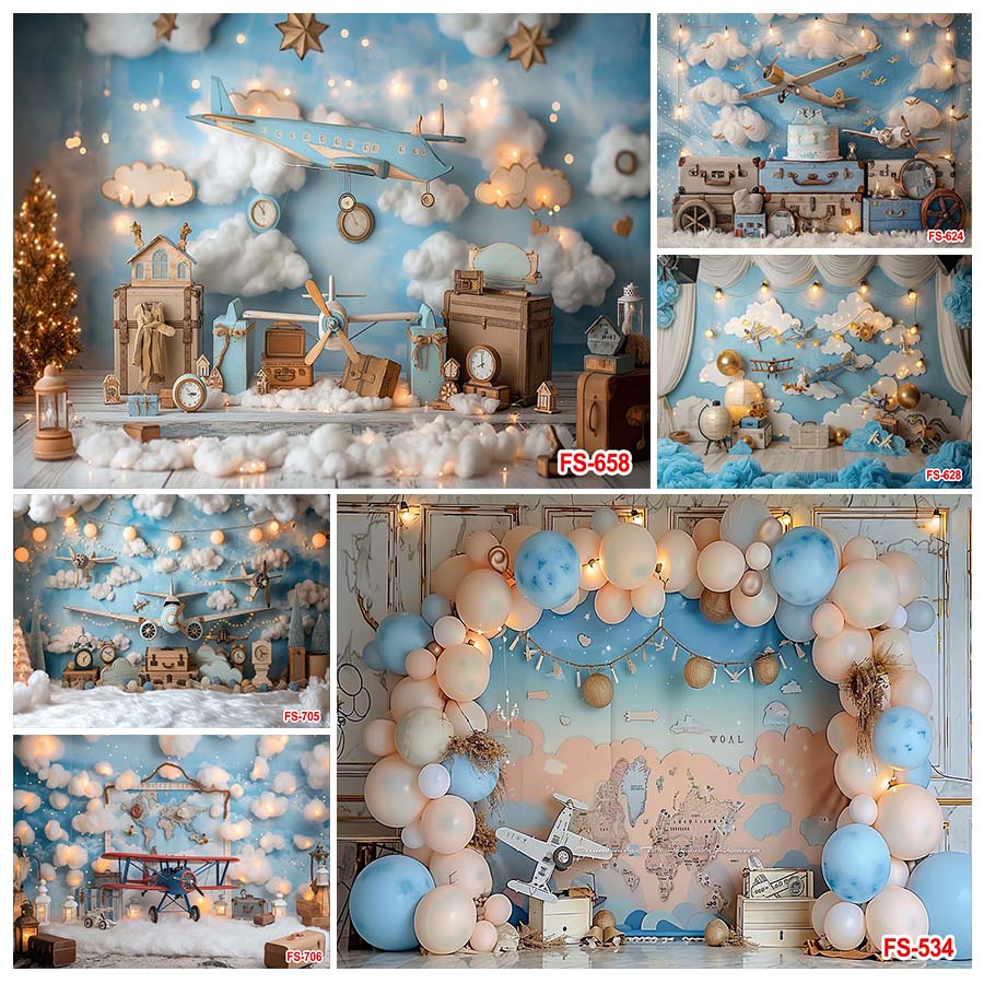 Banner Kids Toys - Sfondo di compleanno Giocattolo in legno