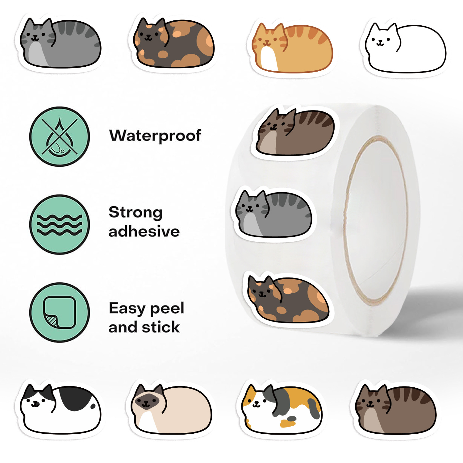 Kids Toys Names - 500 Pezzi Adesivi Gatto Cartone Animato,