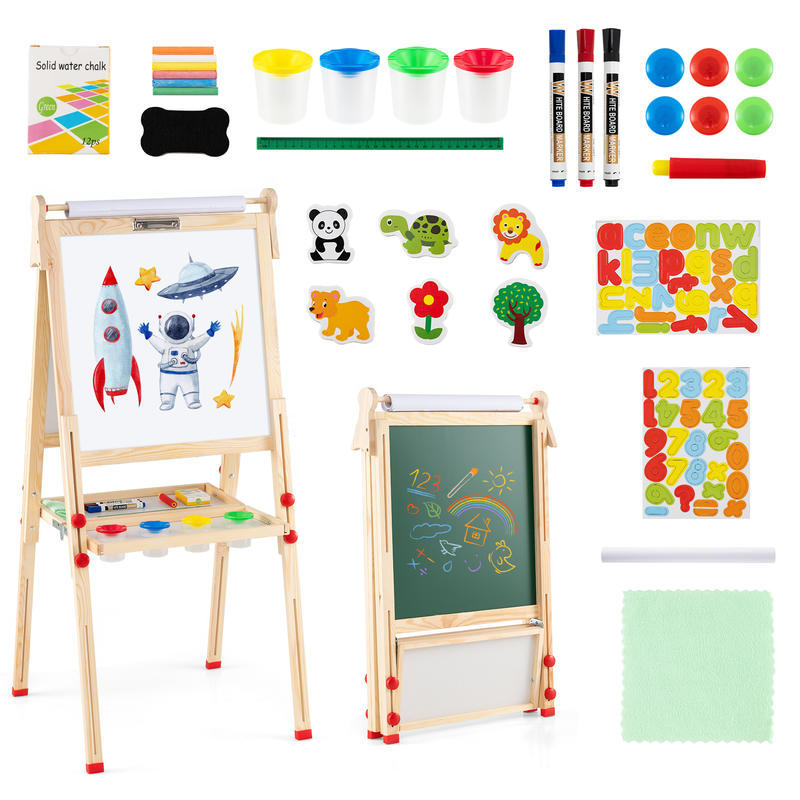 Kids Art Easel - Cavalletto Artistico Pieghevole 3-in-1 a Doppia